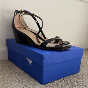 Stuart Weitzman Black Patent Wedges